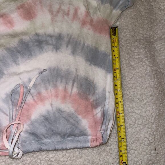 American Eagle Dreamy Pastel Pink Blue Tie Dye Cinch Waist Tee XS EUC - Picture 8 of 9